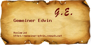 Gemeiner Edvin névjegykártya